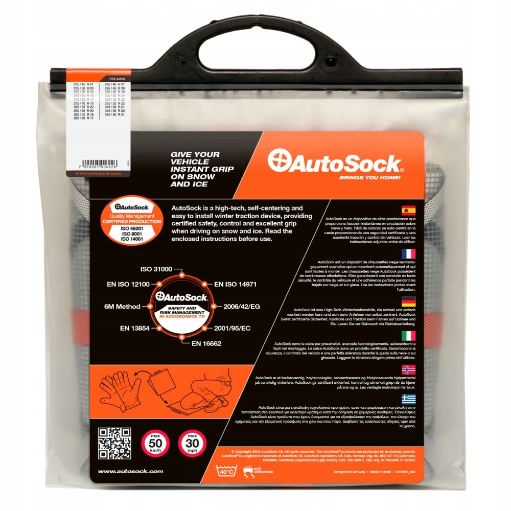 Tekstylne łańcuchy śniegowe Autosock AS860HP TUV Producent Autosock