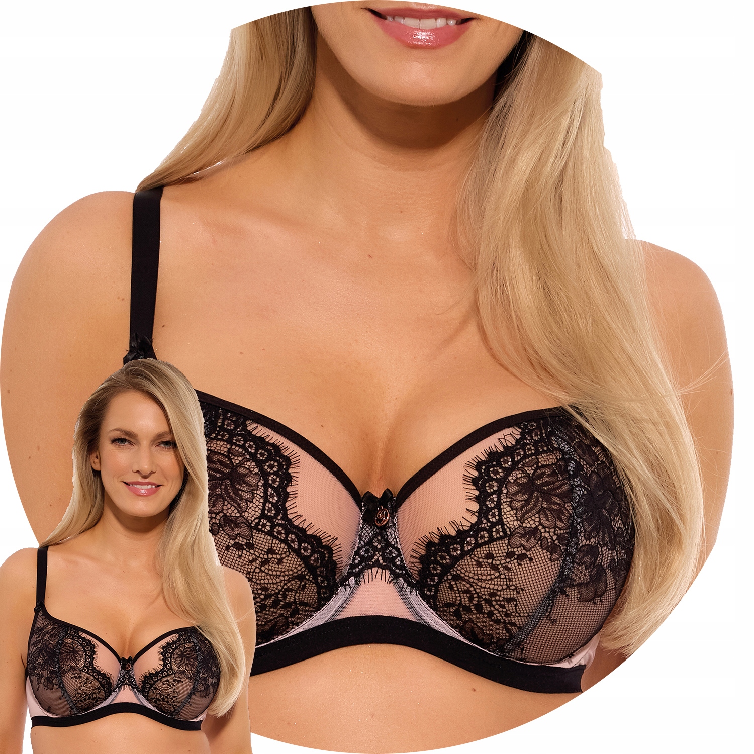 Gaia 1273 Aina Polovyztužená podprsenka Semi Soft černo-růžová 70F