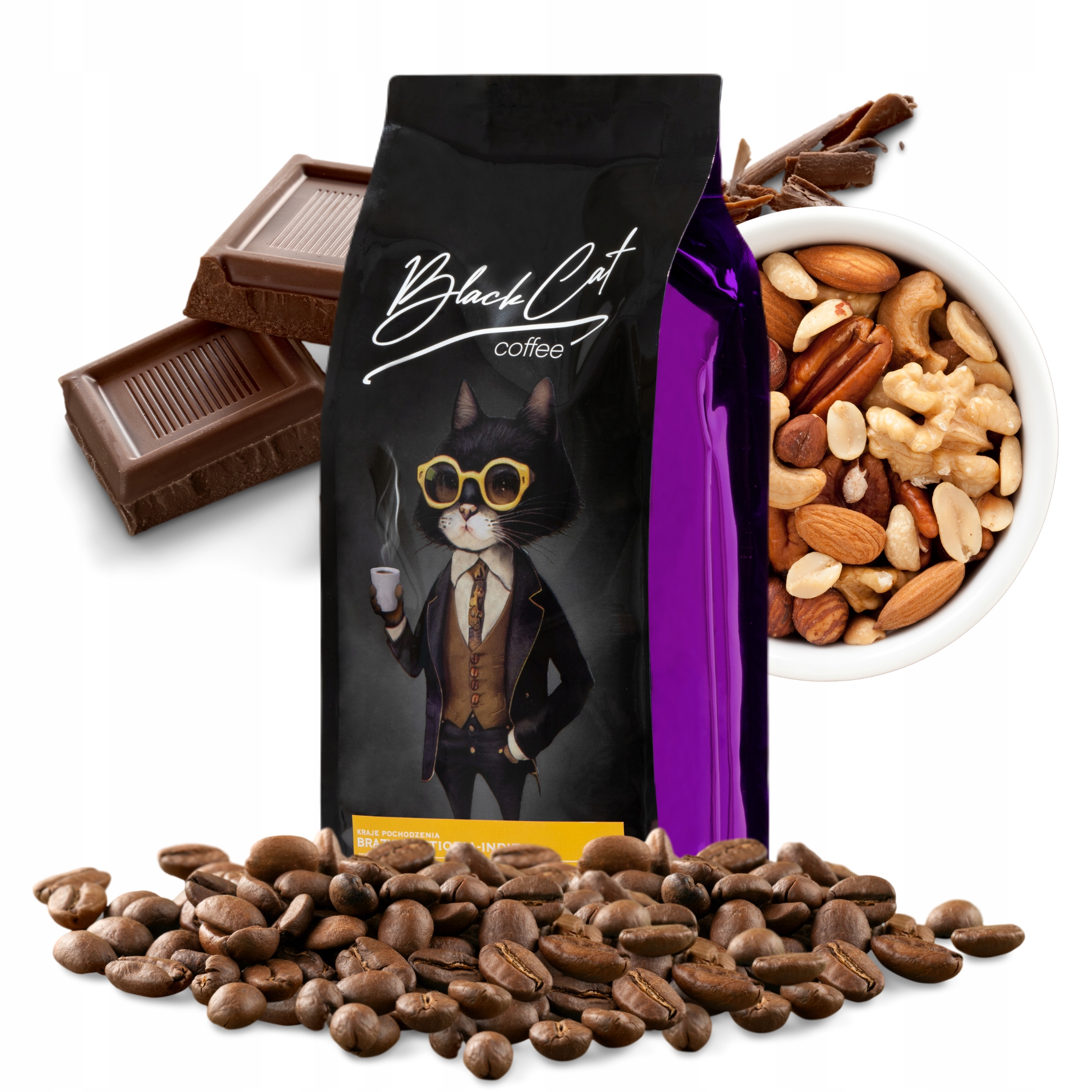 Levně Káva s vysokým obsahem kofeinu Black Cat 20/80 1000 g Ne Kyselá káva