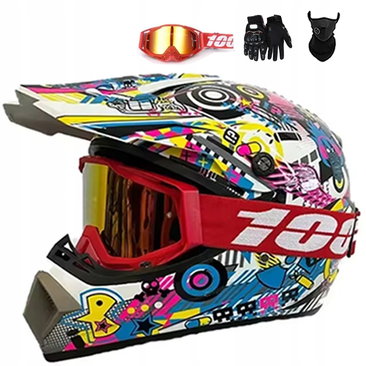 Motocyklová Přilba Lehká Enduro Quada Brýle Rukavice Maska S