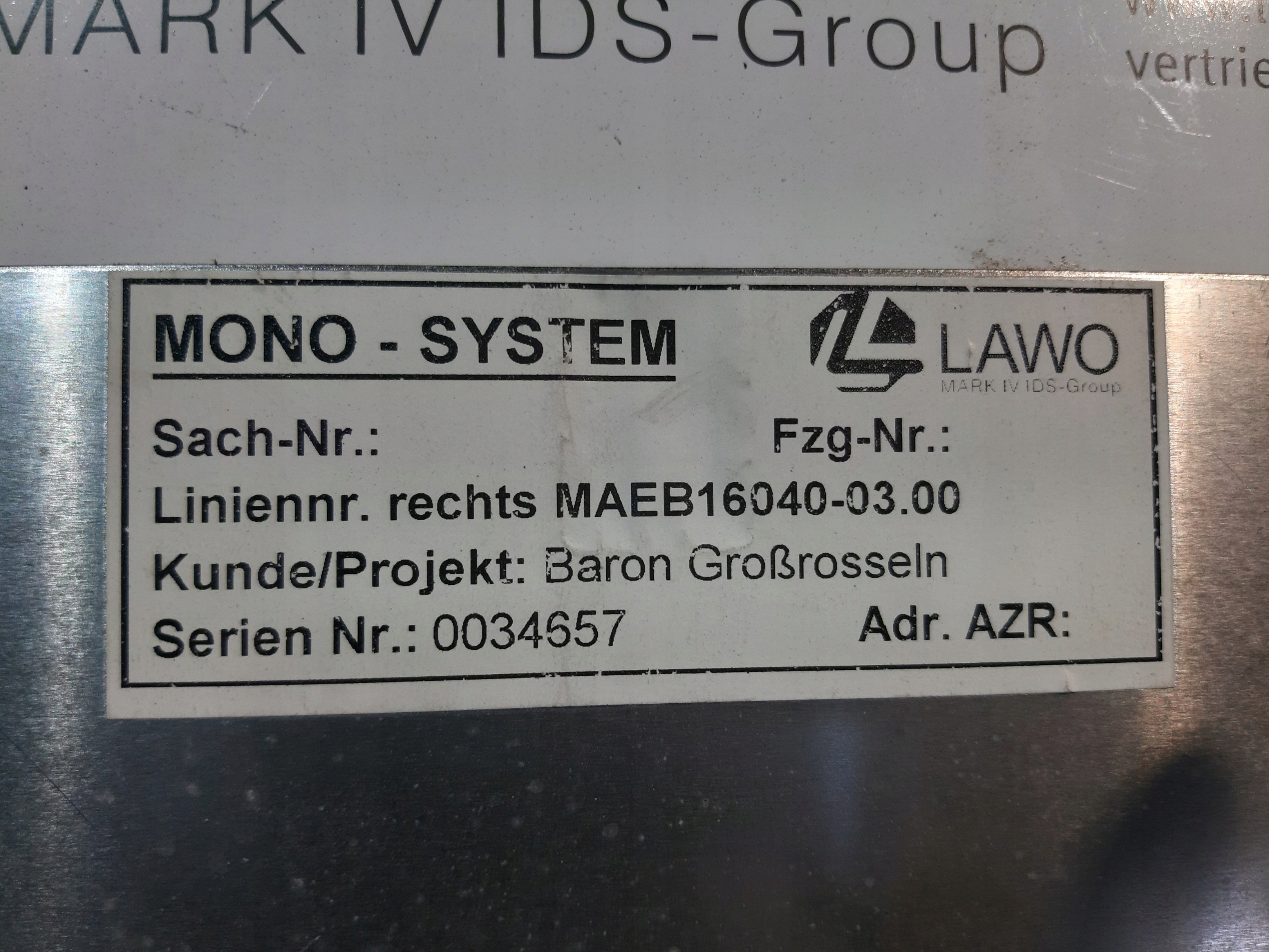 display LAWO MAEB16040-03.00 MONO SYSTEM