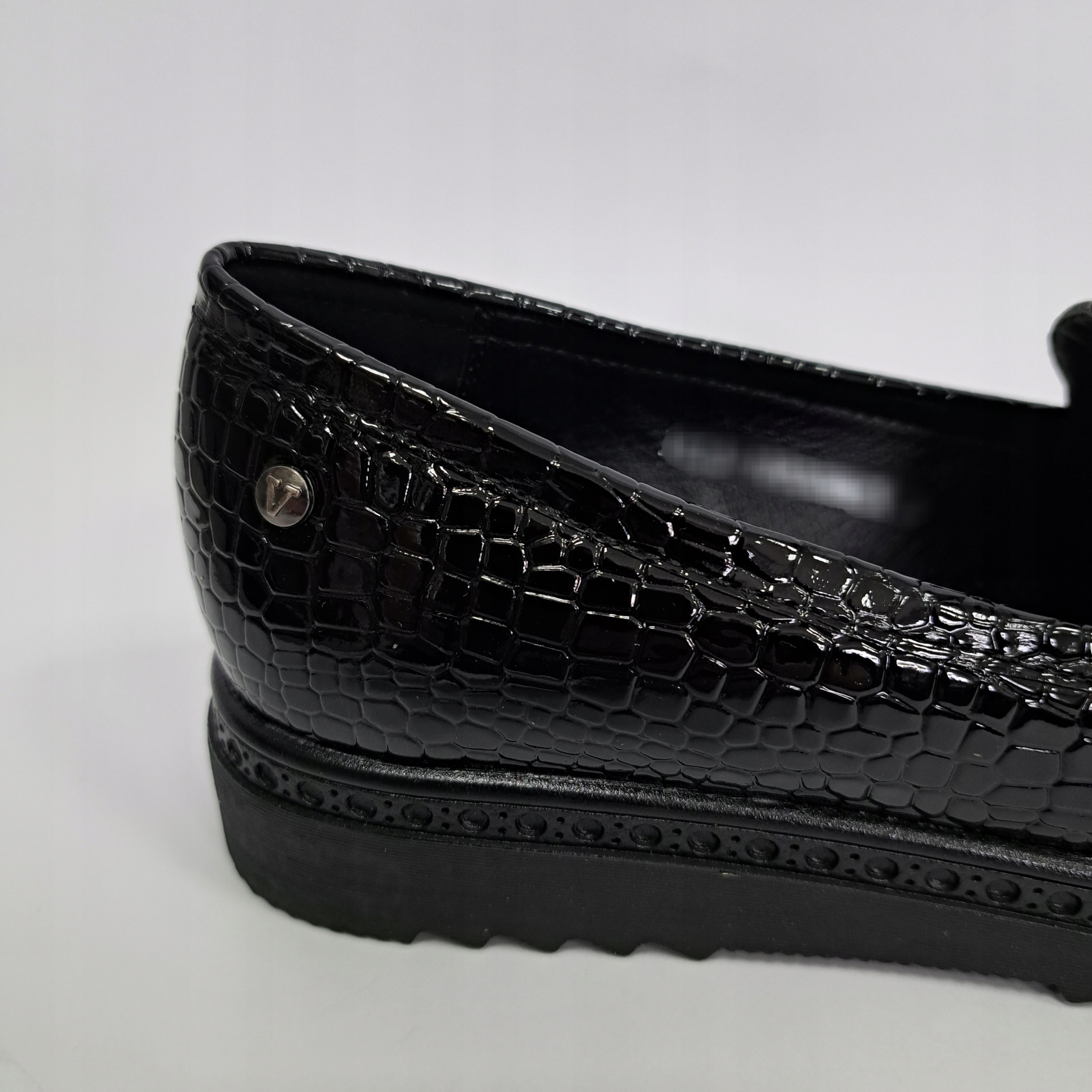 Mokasyny lakierowane krokodyl r.38 Materiał zewnętrzny skóra ekologiczna