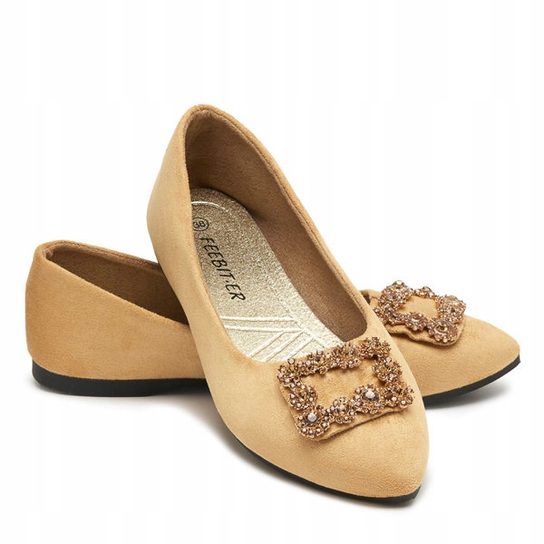 

Brązowe Damskie Balerinki Z Ozdobą Linselisa 36