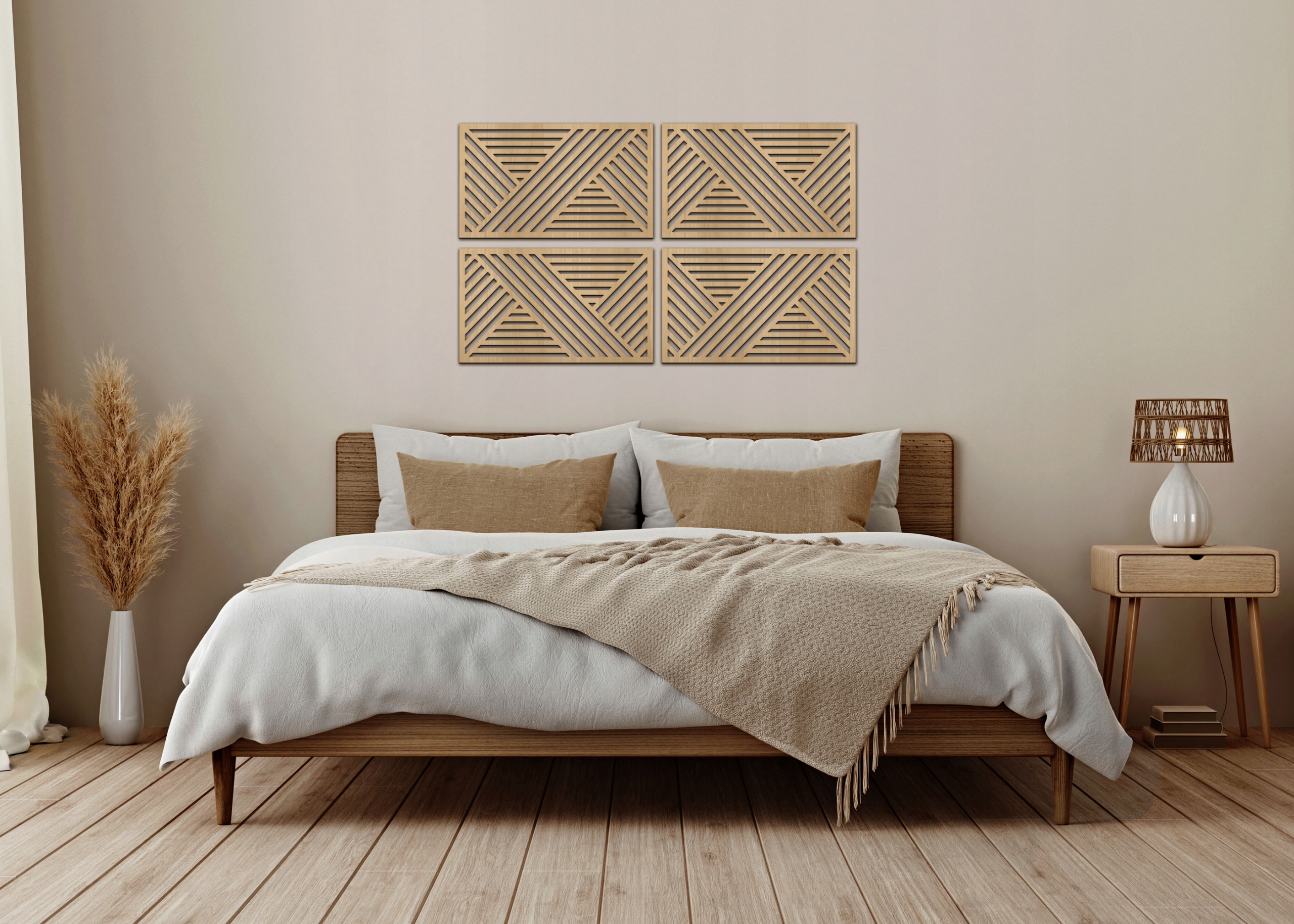 Duża Drewniana Dekoracja Ażurowa do Salonu, BOHO Szerokość produktu 120 cm