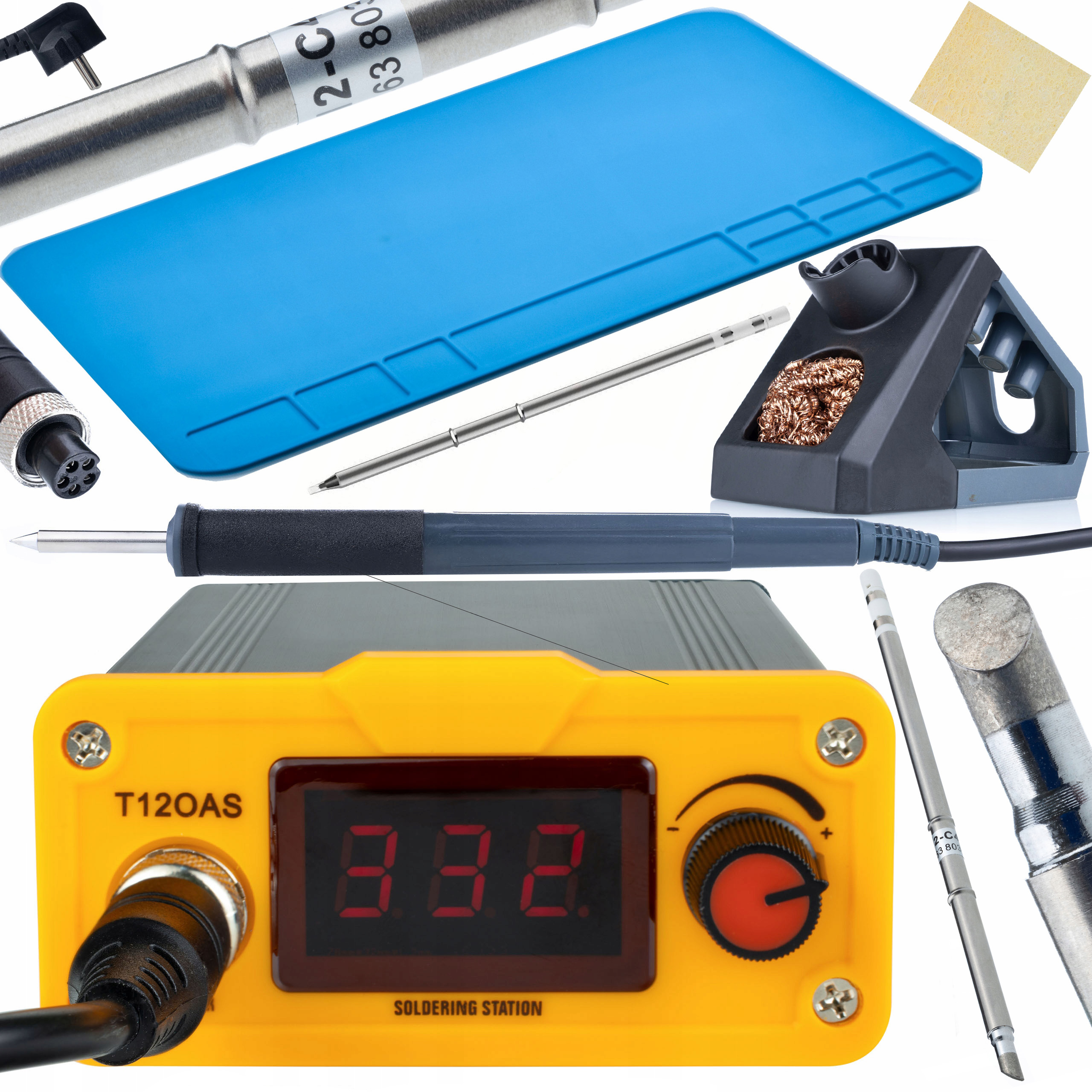 Stacja Lutownicza Na Groty T12 Z Wbudowaną Grzałką 2X Grot BC4 D24 Mata