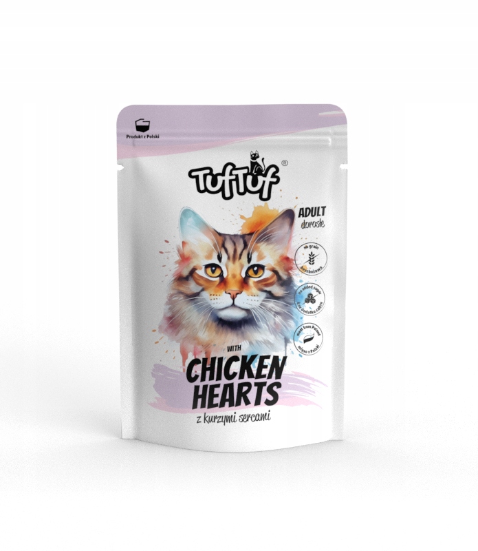 Levně 6 x Tuf Tuf mokré krmivo pro kočky mleté s kuřecími srdíčky 100 g