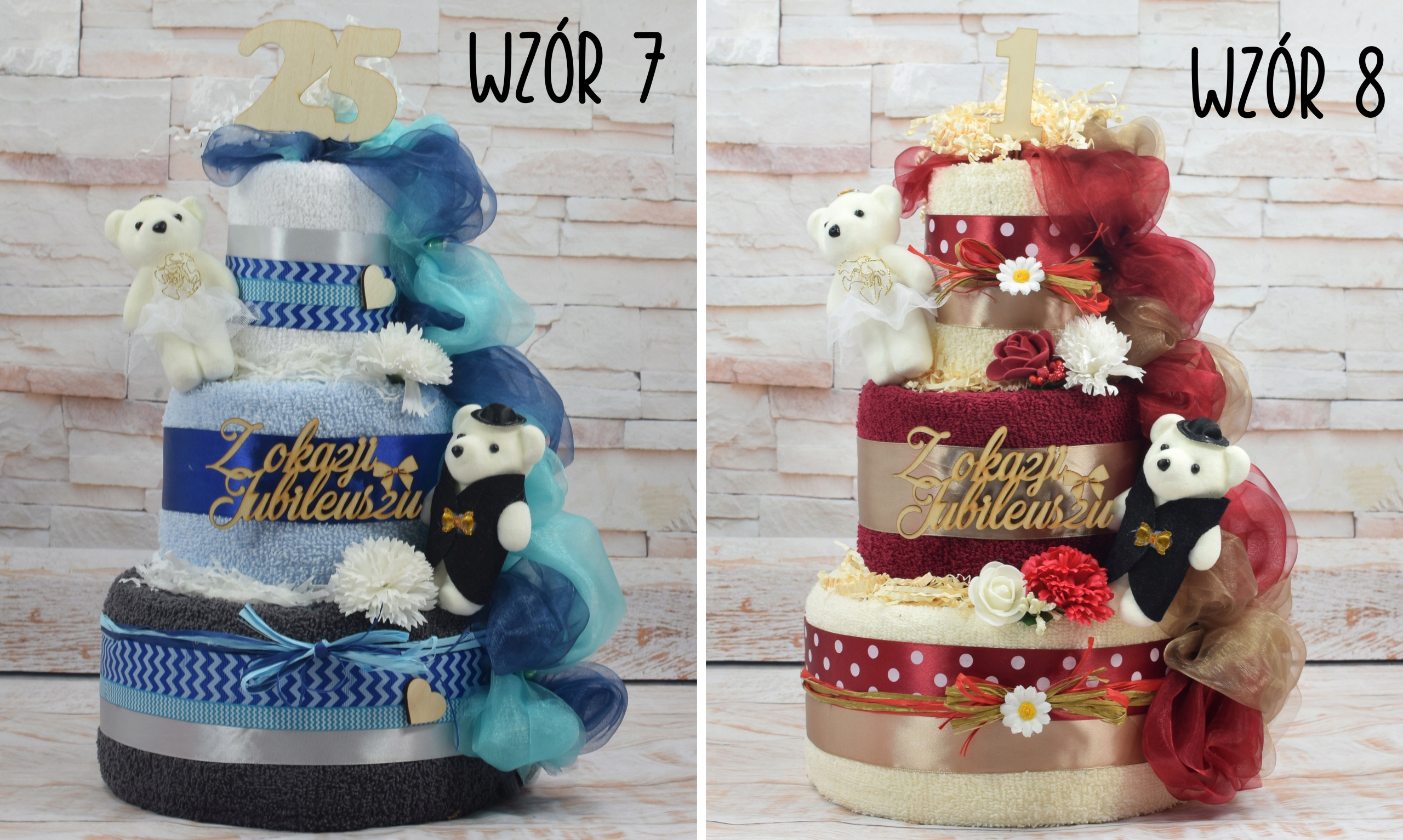 Tort ręczniki PRAKTYCZNY PREZENT na Rocznicę Ślubu Złote Gody 25-lecie 30 Z dedykacją Tak