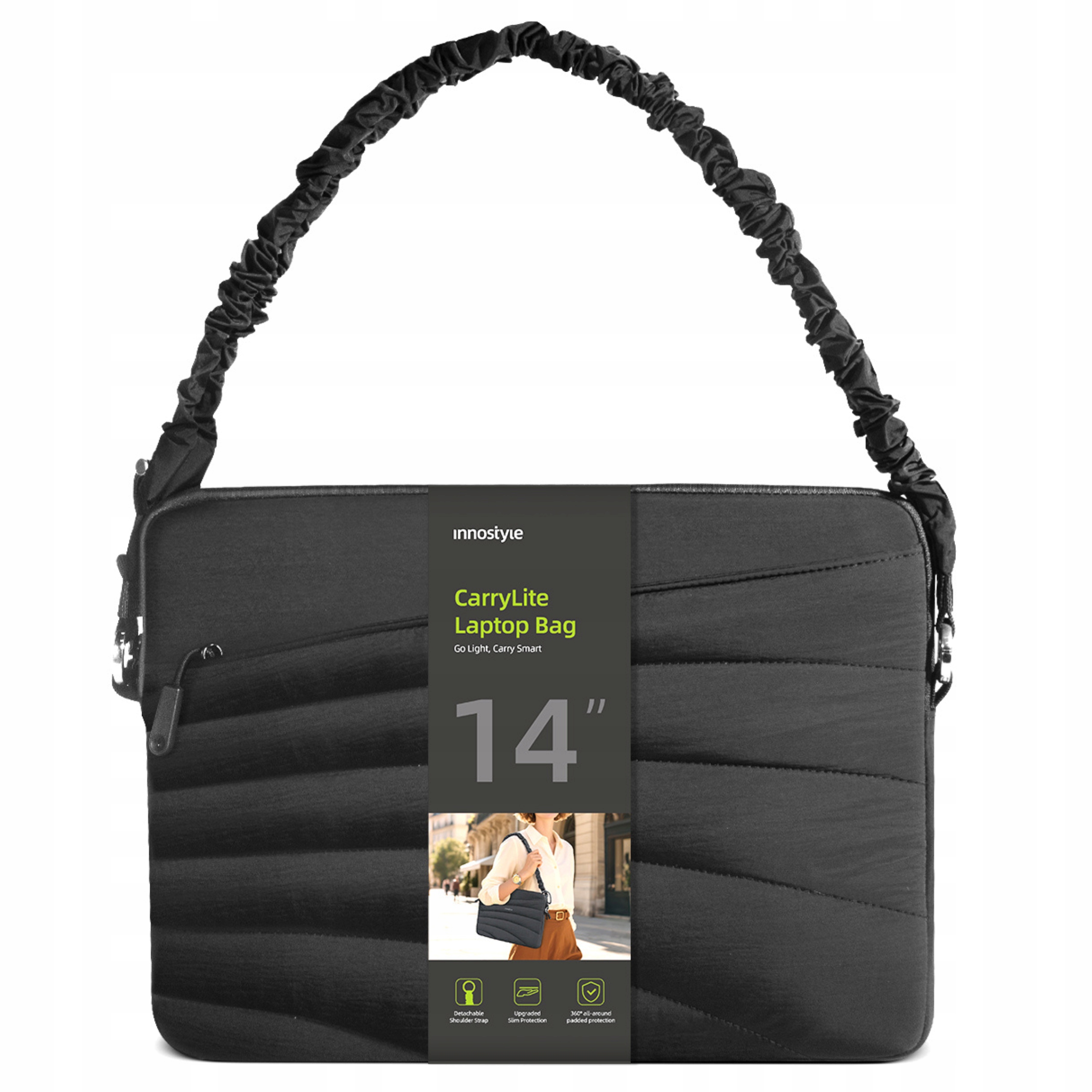 Innostyle Taška Na Notebook 13 14 Voděodolná Carrylite Elastic Strap Černá
