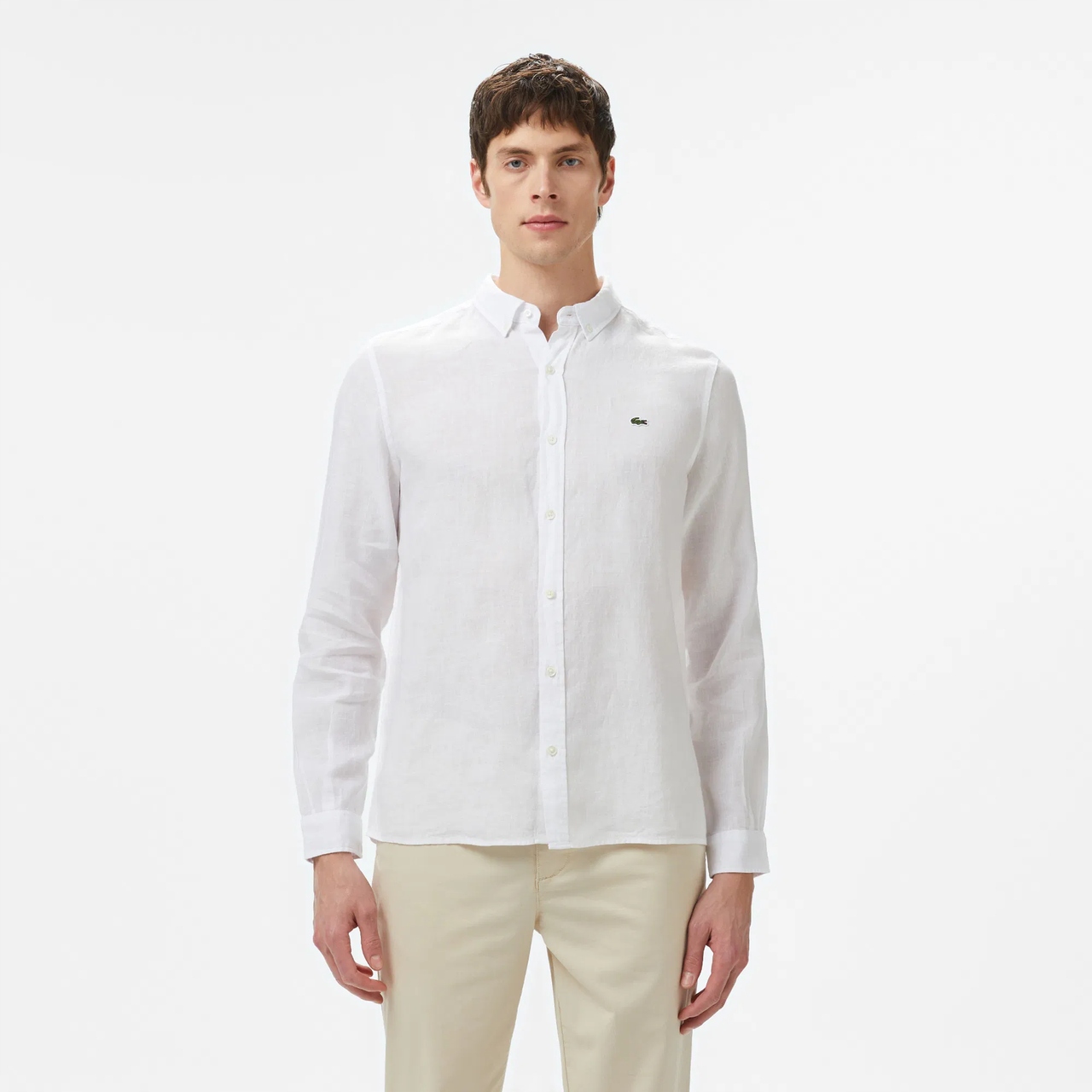 Lacoste Pánská lněná košile bílá 42-L