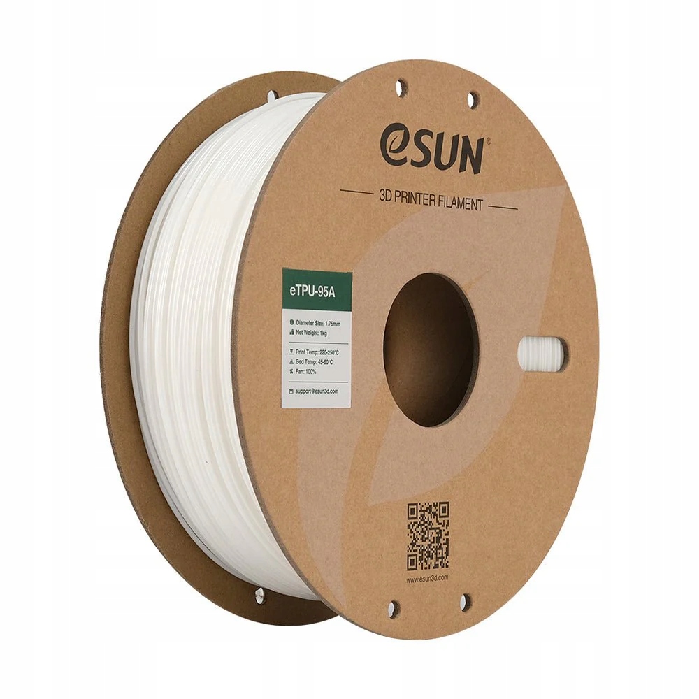 eSun TPU-95A Filament bílý 1.75mm 1kg papírová cívka