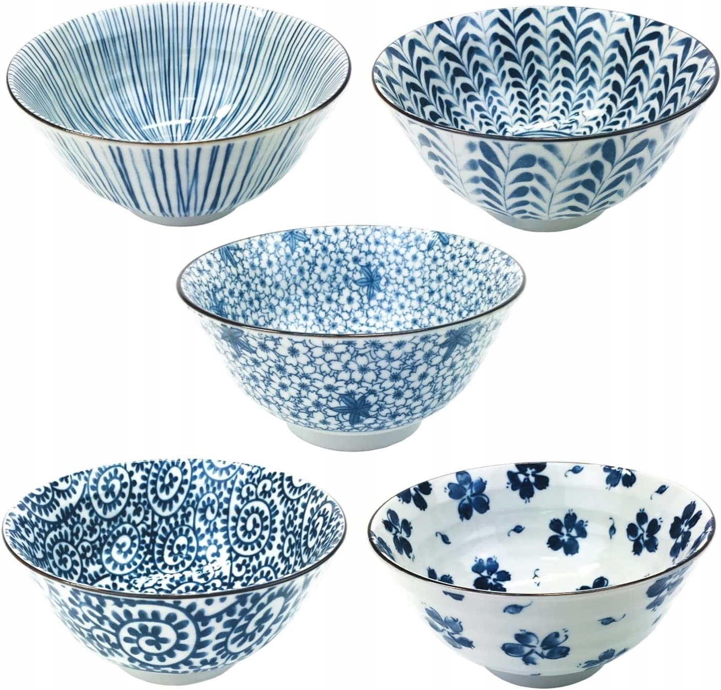 

Japońskie miseczki ceramiczne, zestaw 5szt.