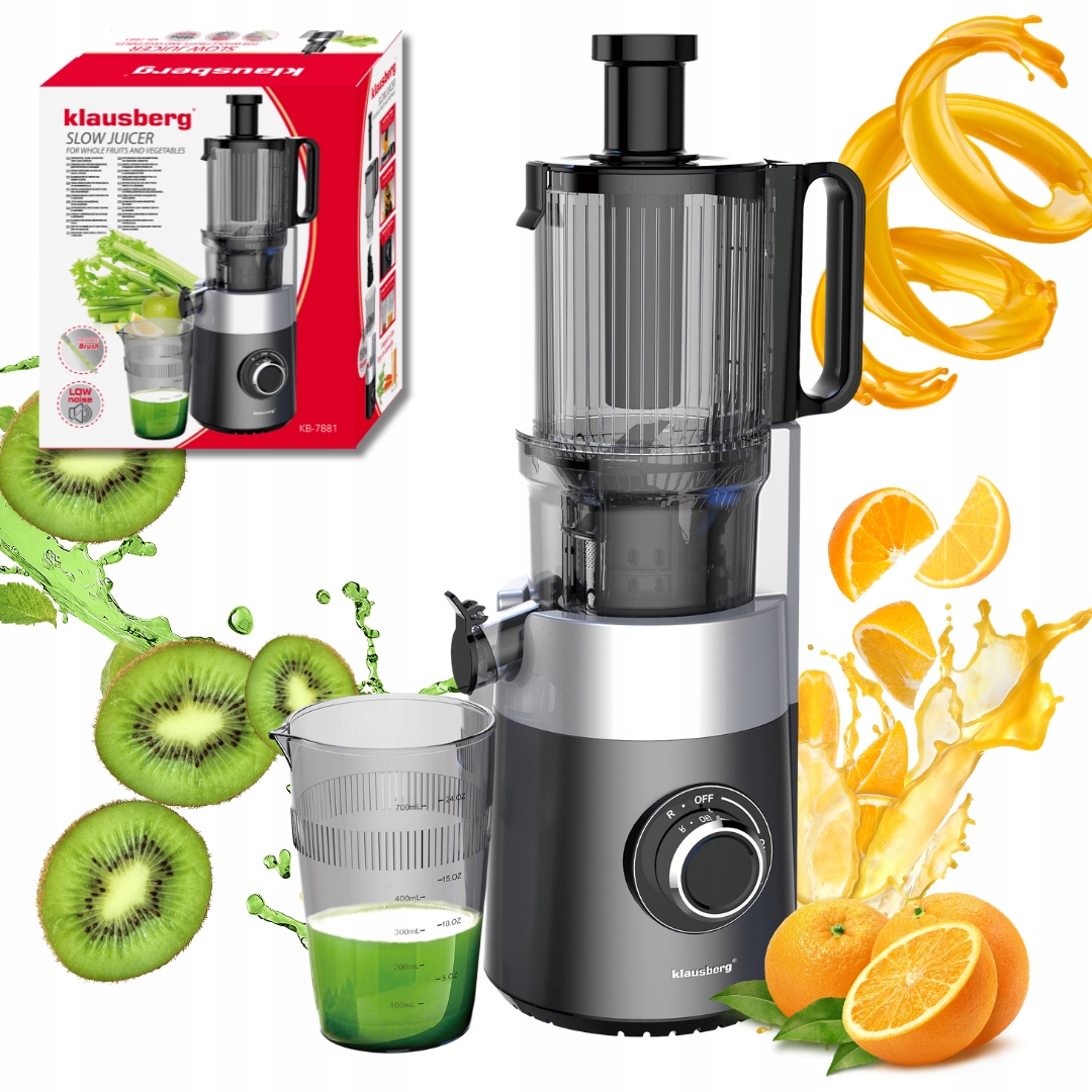 Pomaloběžný odšťavňovač 180 W, šťáva z zeleniny a ovoce Cold Press Klausberg 7881