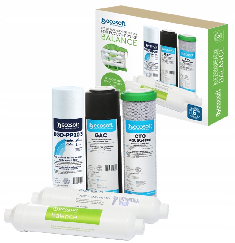 Malý půlroční servis filtrů pro vložky reverzní osmózy Ecosoft Pure Balance