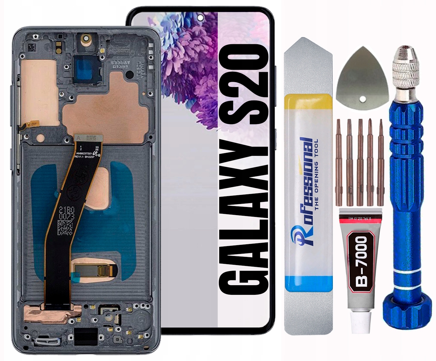 Displej Pro Samsung Galaxy S20 G980 G980F Oled LCD Rámeček Šedý