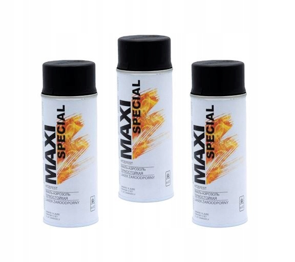 

3x Maxi Color żaroodporny spray farba 800 czarna