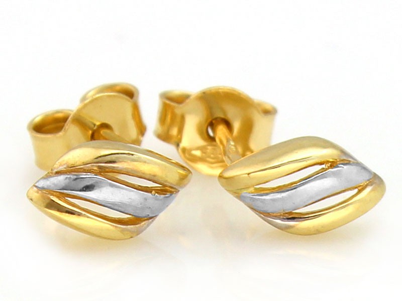 Stylové náušnice z dvoubarevného zlata 585 jako dárek