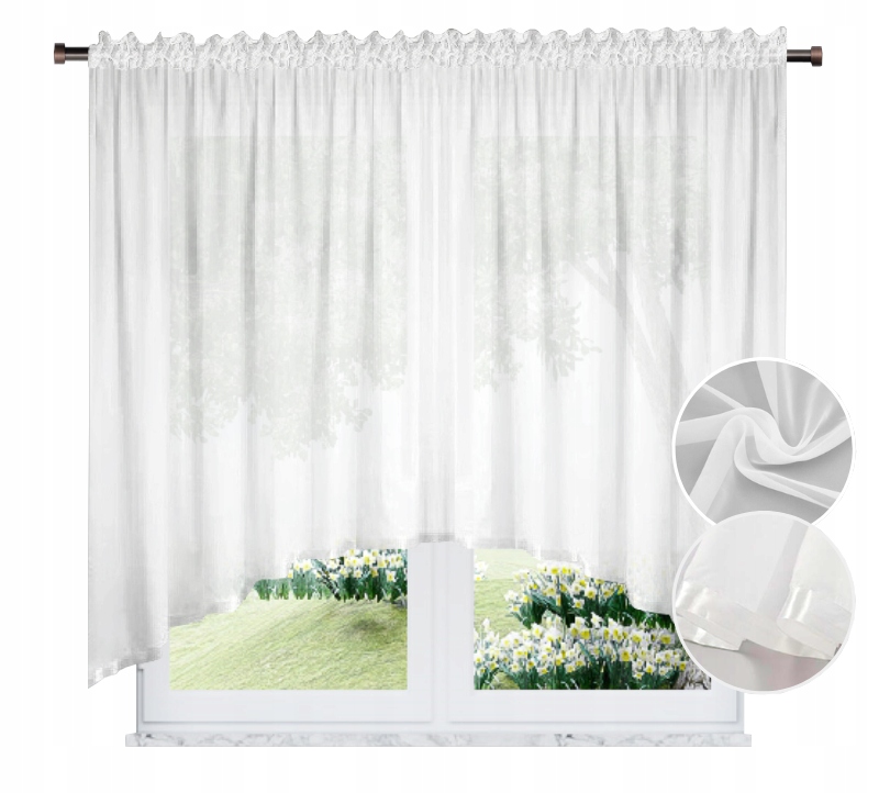 

Firana Gotowa Woal 300x160 Lamówka Łuk Biała