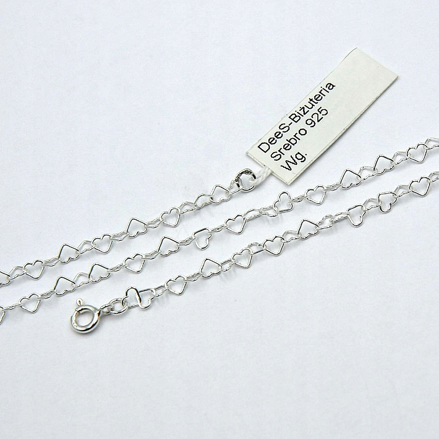 

Łańcuszek Srebrny 925 Serduszka 40 cm.