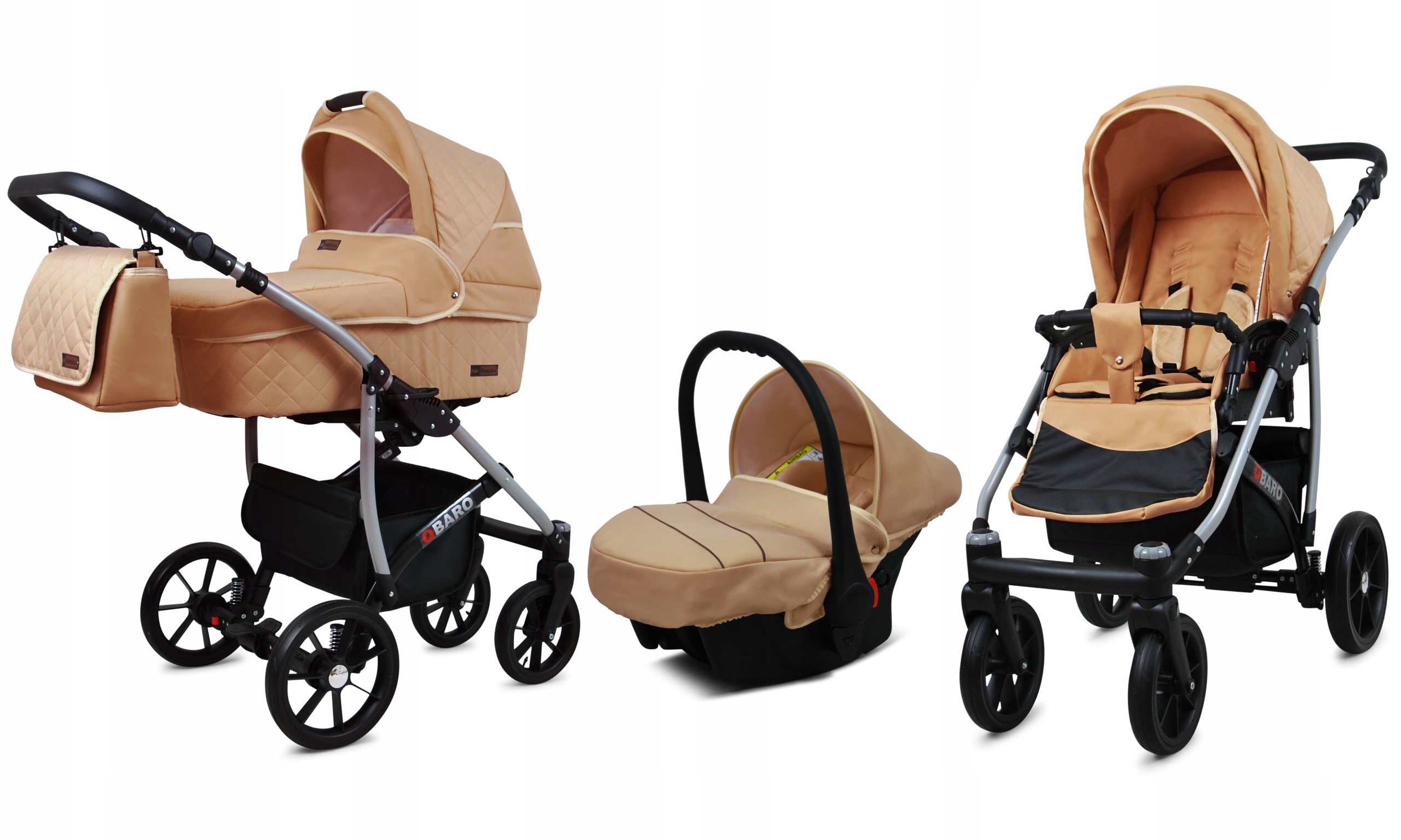 Wózek dziecięcy 3w1 BabyLux Qbaro spacerówka gondola fotelik samochodowy