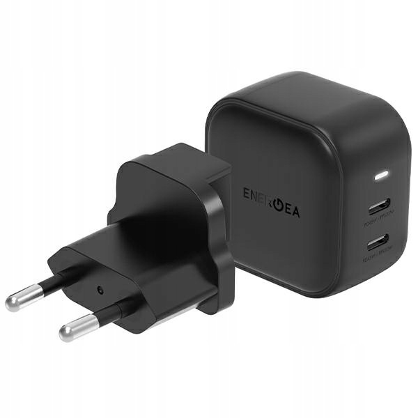 Energea nabíjecí síť 2xUSB-C Pd-pps 45W2C černá/černá Us+eu Travelite GAN45