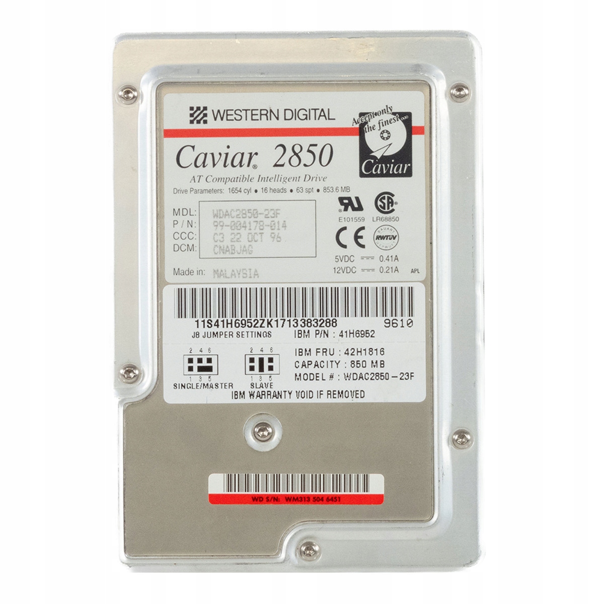 Ibm 42H1816 41H6952 853MB Ata 4.5K 3.5'' WDAC2850-23F