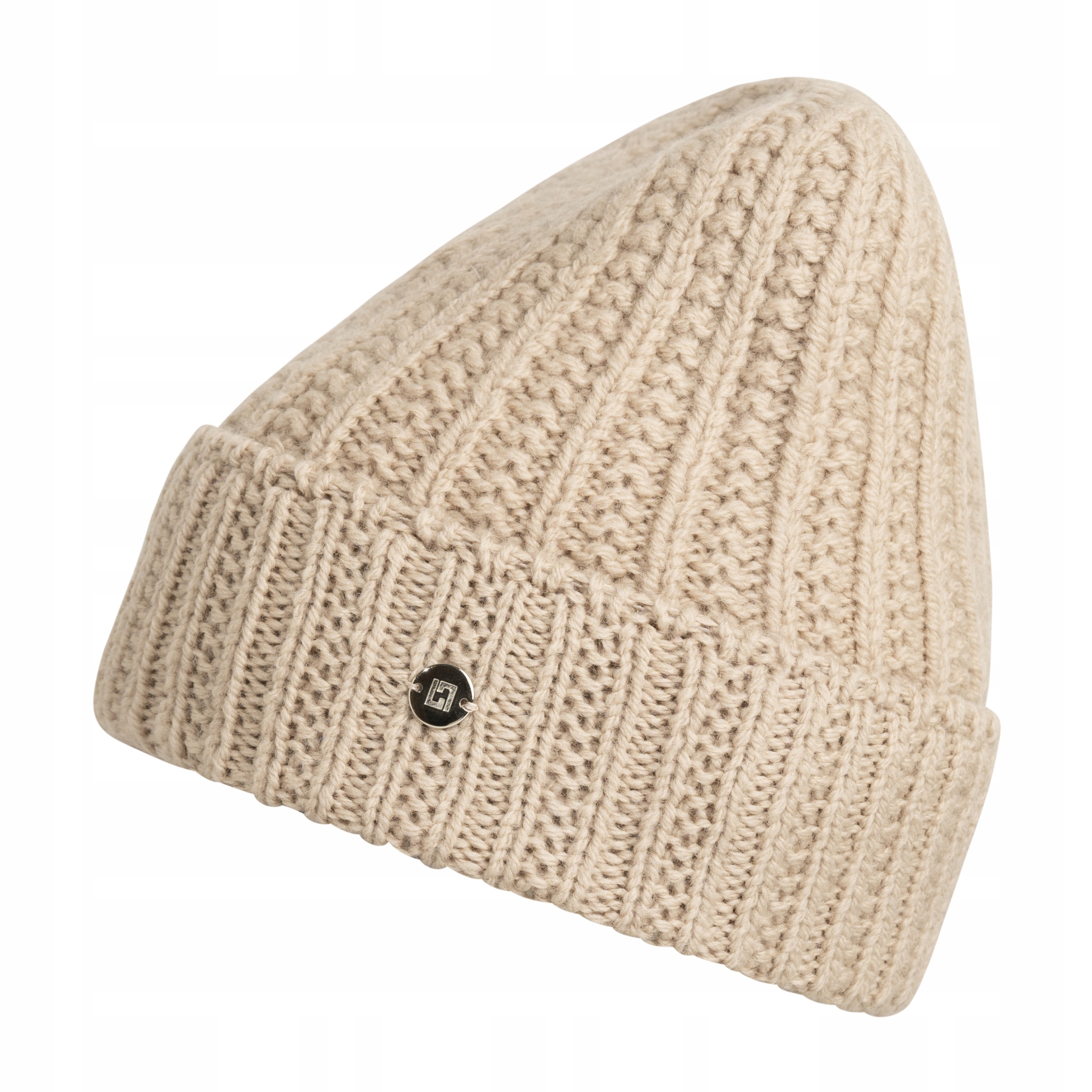 Béžová dámská vlněná polská čepice s čepice s ohybem ze 100% vlny Vigin Loman Jose