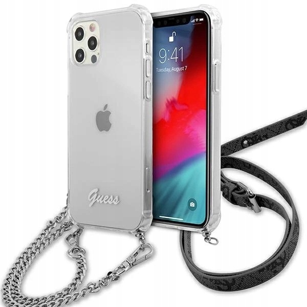 Etui Guess 4G Silver Chain na iPhone 12 Pro Max przezroczyste