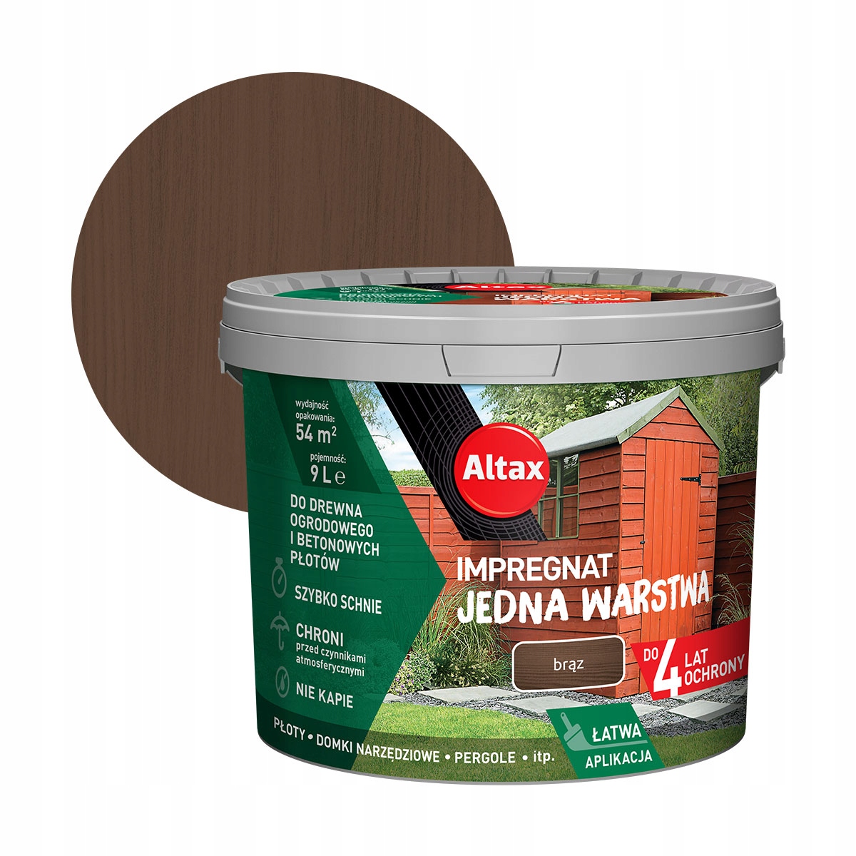 

Altax Impregnat Do Drewna Ogrodowego 9L Brąz