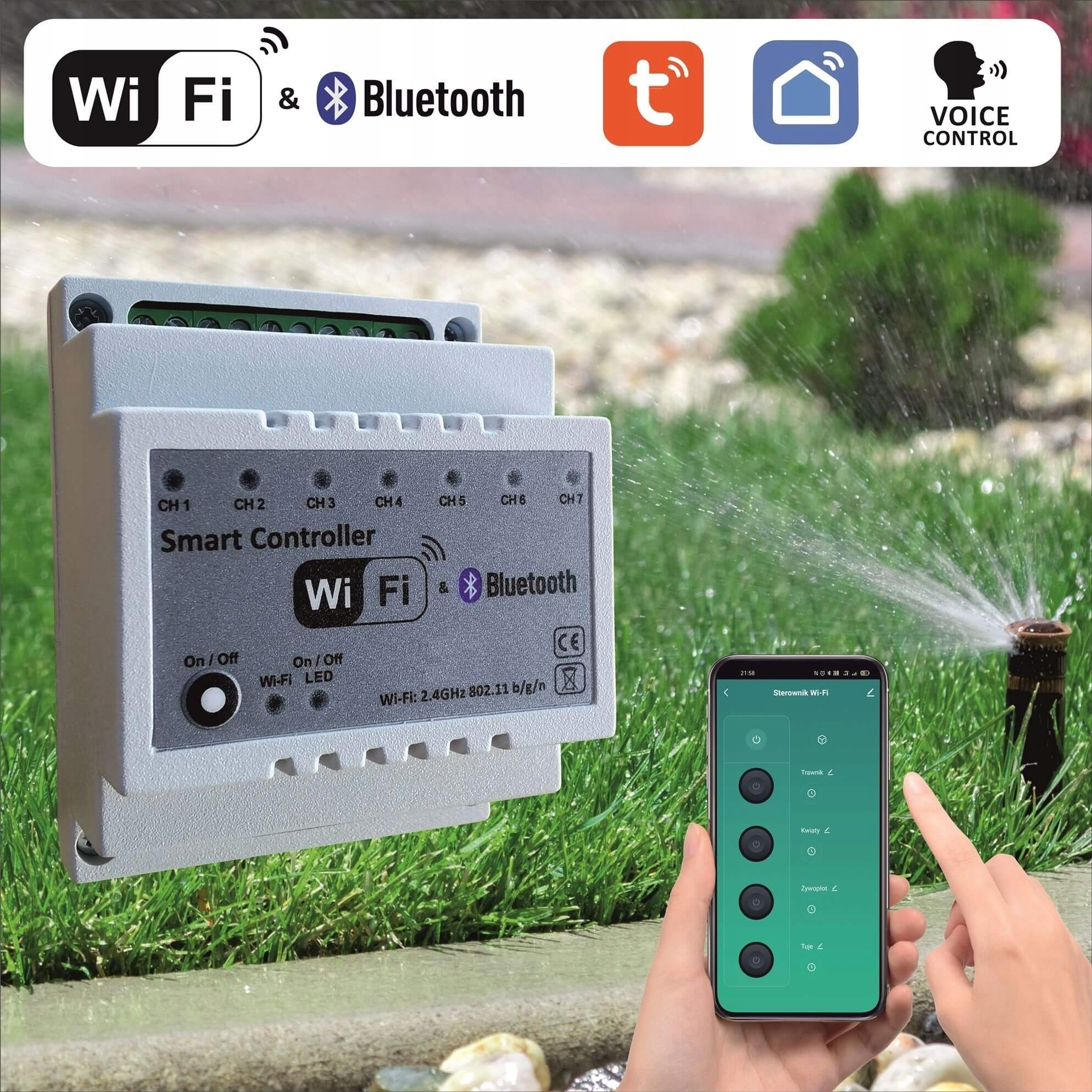 

Sterownik Nawadniania WiFi 7 sekcji z Zasilaczem