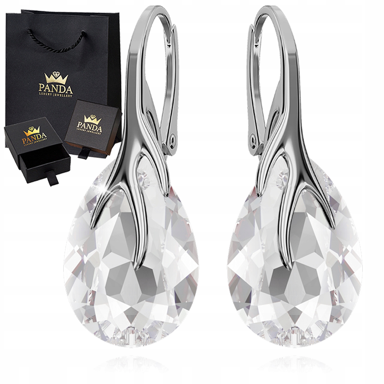 Dámské stříbrné Náušnice Kapky Krystaly Dárek 925 Valentýn Narozeniny