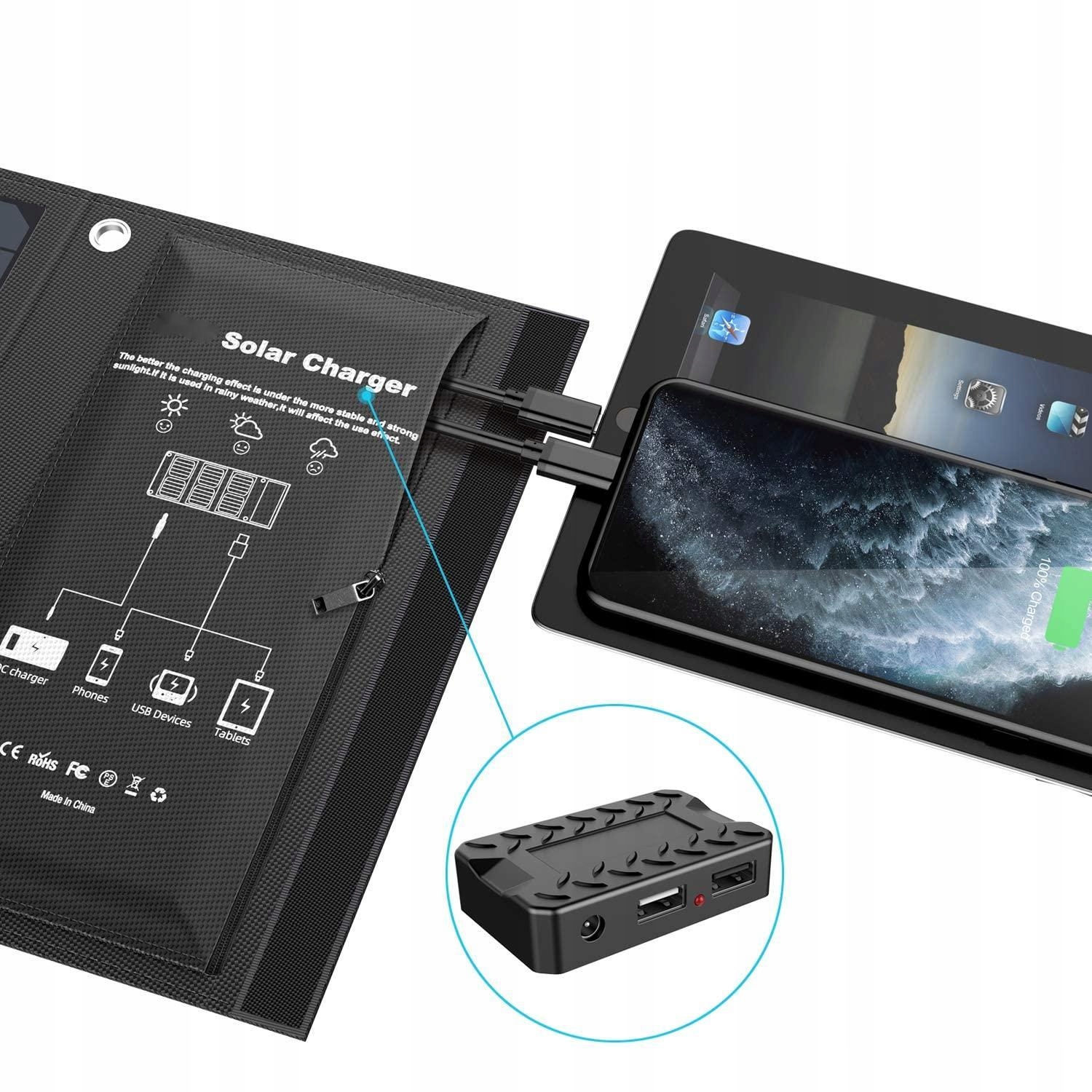ŁADOWARKA SOLARNA 5V PANEL SOLARNY SŁONECZNY 21W Moc 21 W