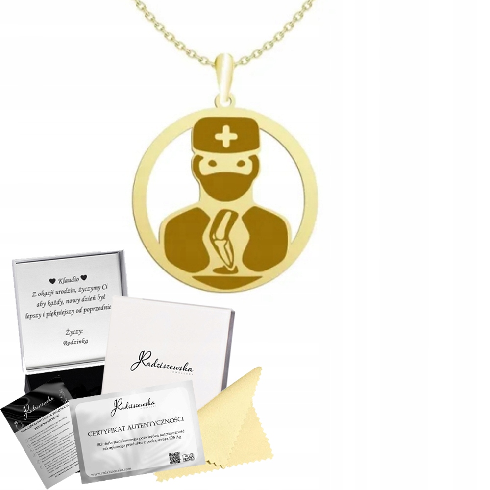 Zlatý Náhrdelník S Ortopedem Lékař Ortopeda Stříbro 925 Dárek Gravírování Bonus