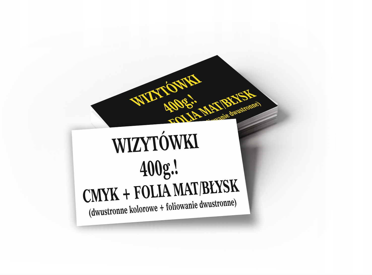 

Wizytówki 500szt 400g Folia Błysk Mat