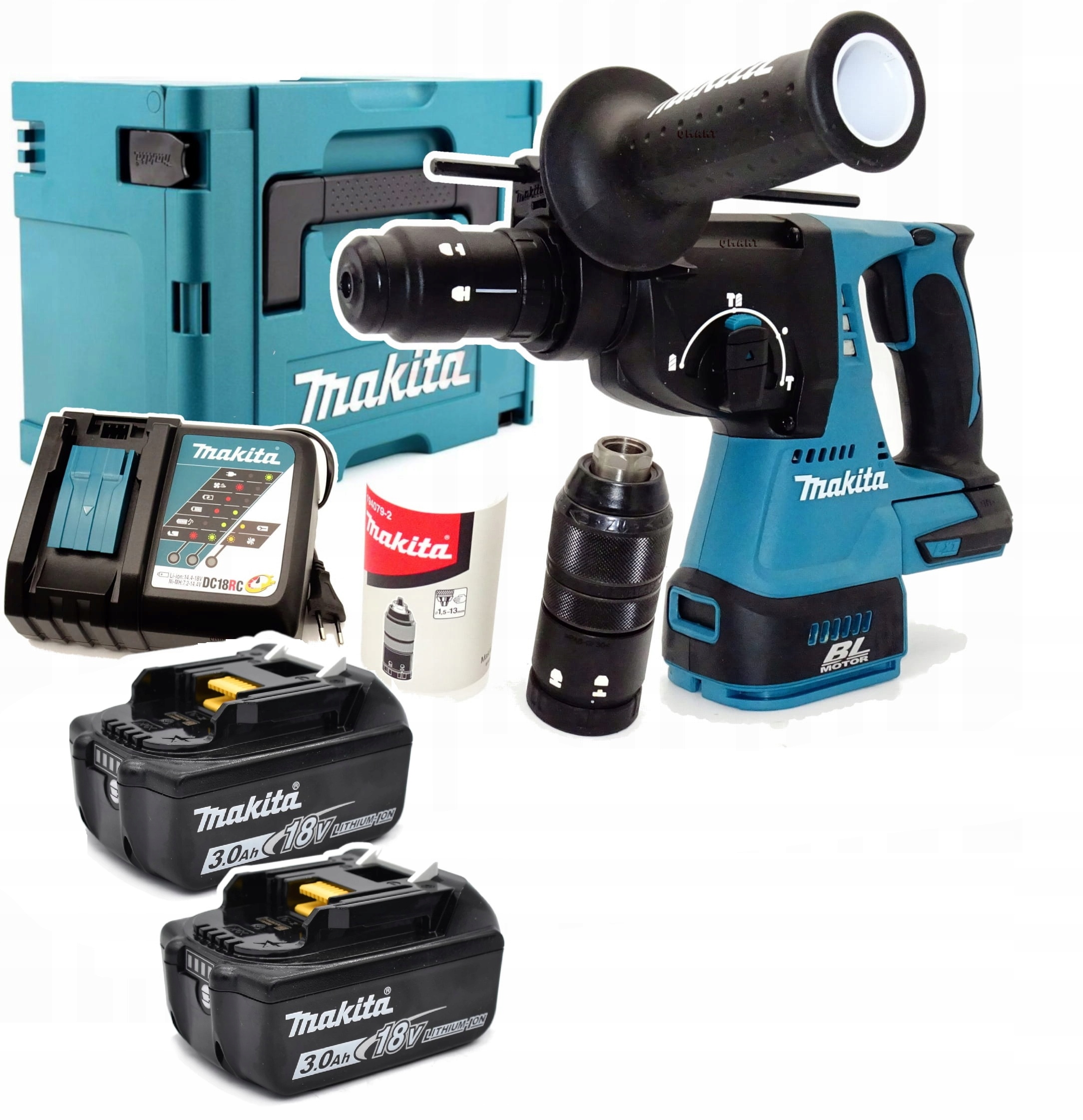Makita DHR243RFJ Młotowiertarka Sds+ 2,0J 18V Lxt Li-Ion Zestaw 2x3Ah