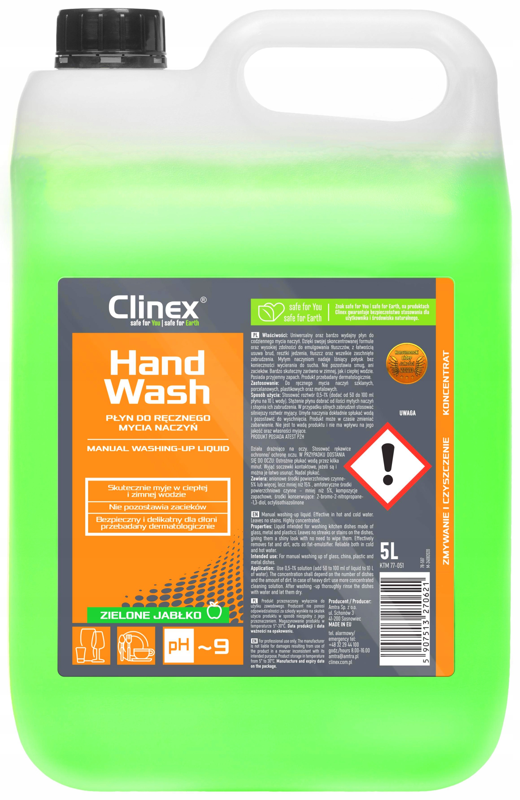 

Clinex Handwash Płyn Do Mycia Naczyń 5L koncentrat