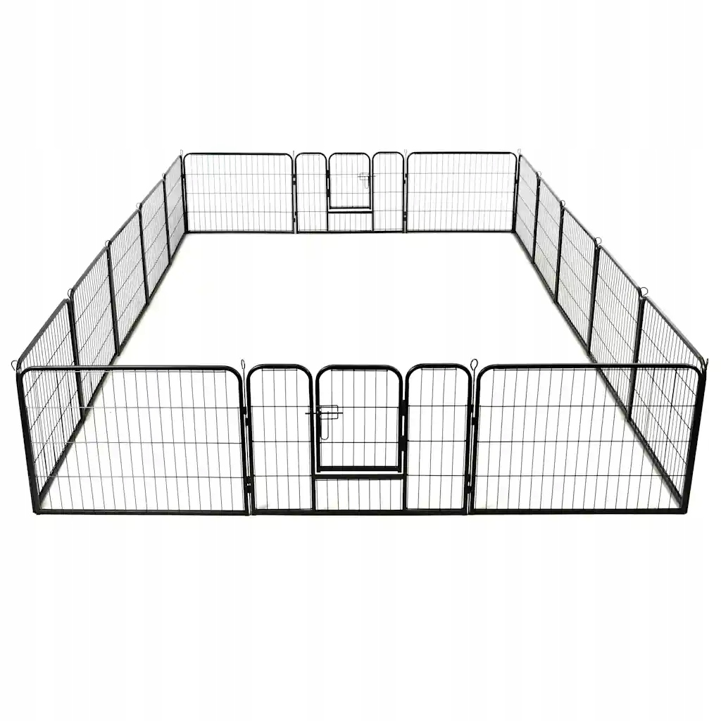 Levně vidaXL Kotec pro psy, 16 panelů, ocelová, 60 x 80 cm, černá