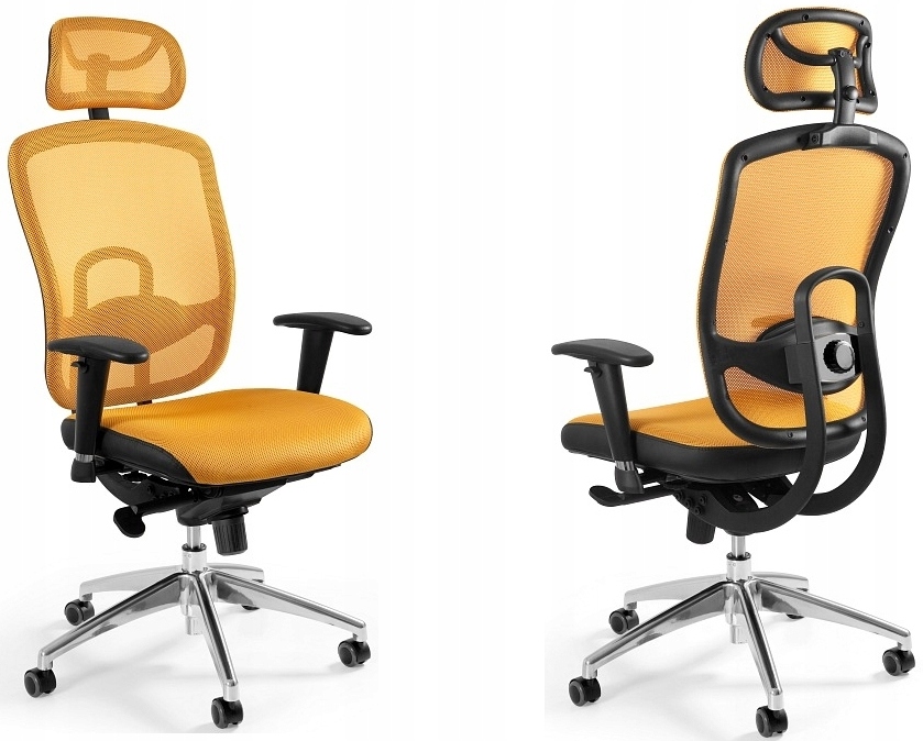 Fotel do biurka Ergonomiczny obrotowy Vip Unique Żółty Siatka