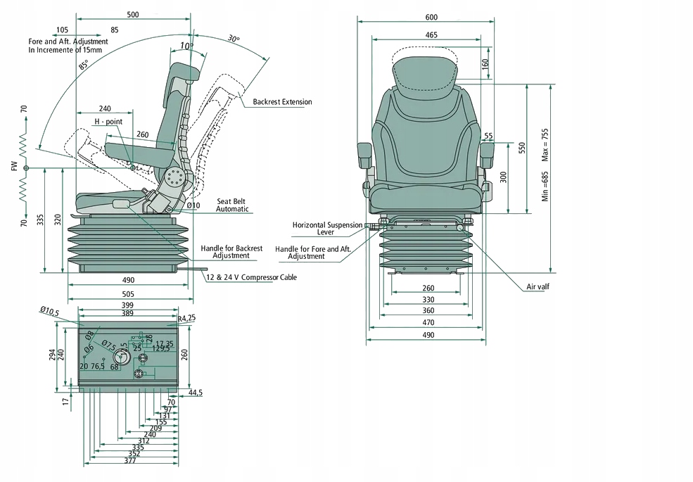 siedzenie MTZ fotel Ursus Zetor Fendt Case Numer katalogowy części HY1566.11