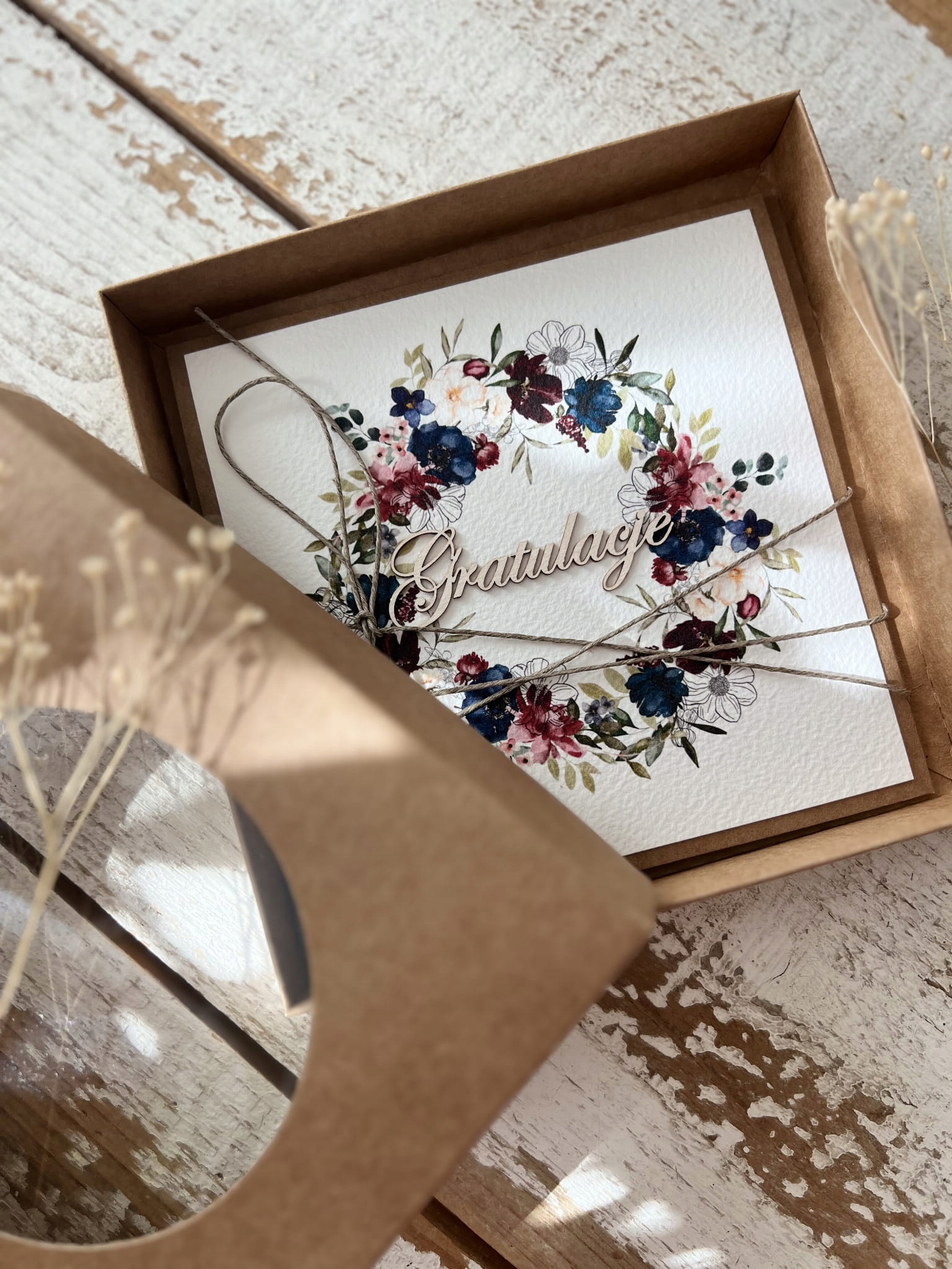 Ručně vyráběné blahopřání v krabici gratulace