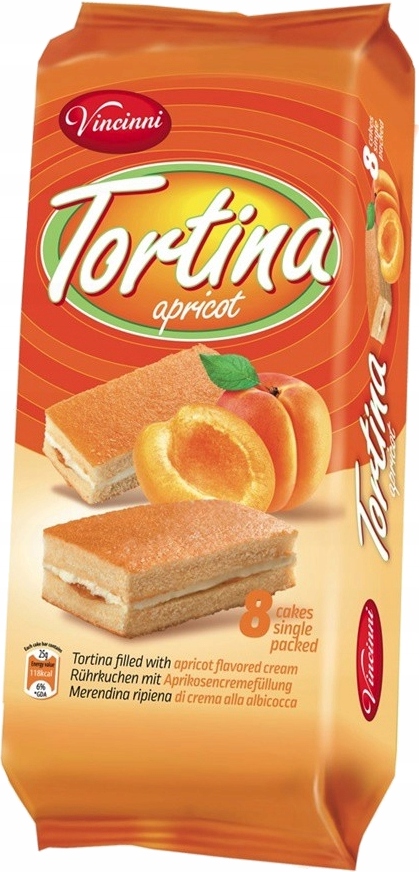 Levně Vincinni Tortina Apricot Piškot s náplní s příchutí meruňky 200 g