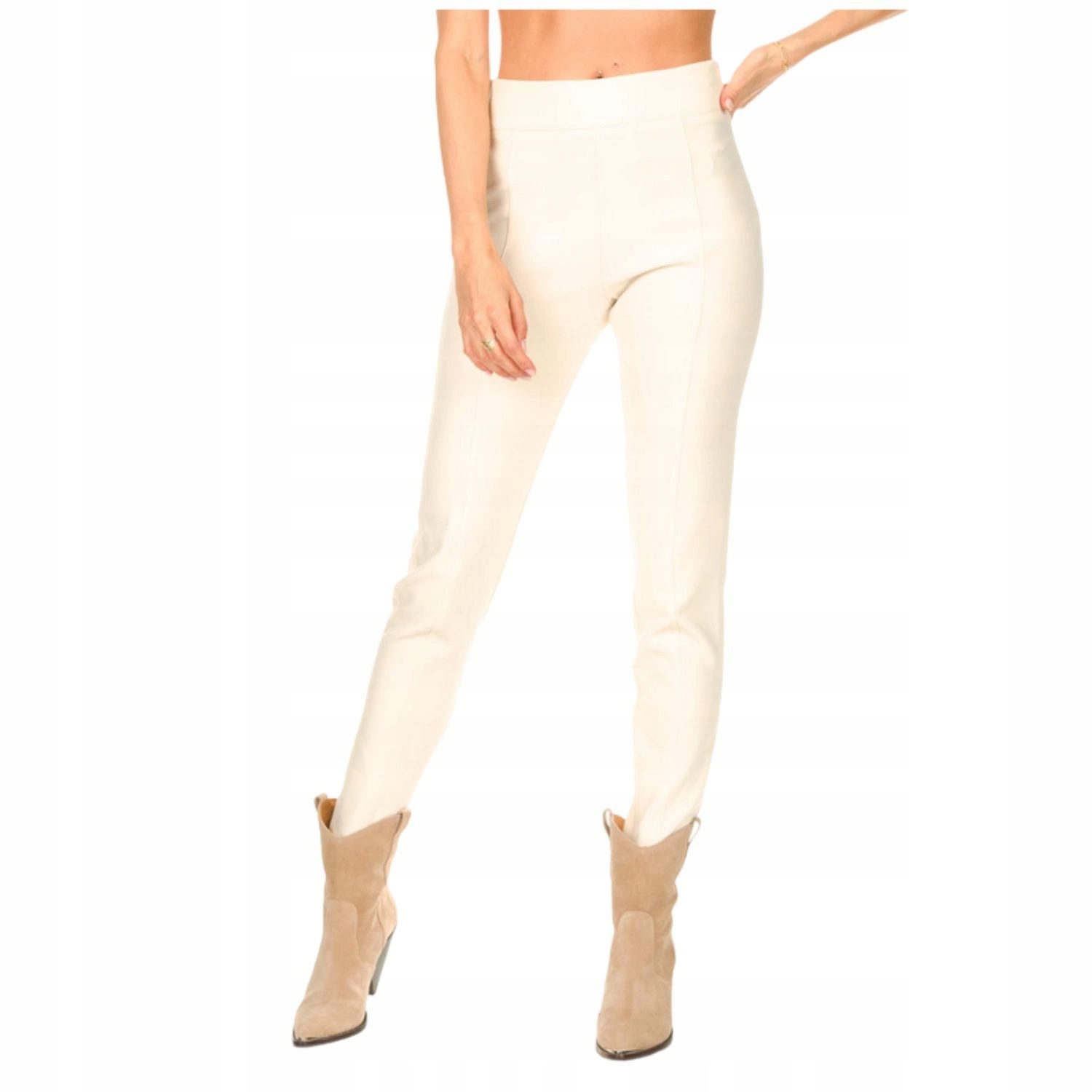 Kalhoty Silvian Heach dámské ecru přiléhavé, vysoký pas, velikost vel. S