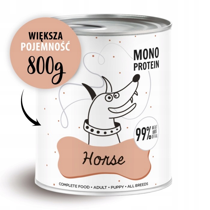 Levně Mokré krmivo pro psy Paka Zwierzaka Pepe Horse 99% horse 6x800g