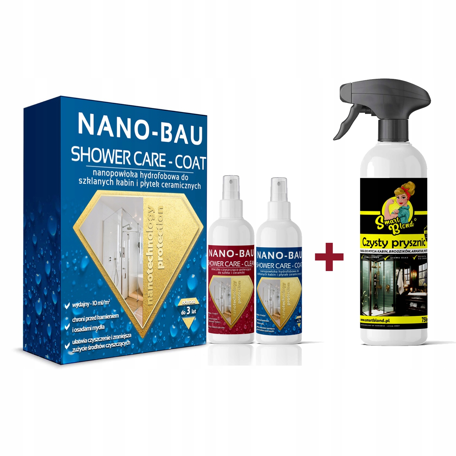 Levně Sada pro kabiny Nano-bau shower kit 60 Ml Smartblond čistá sprcha 750 ml
