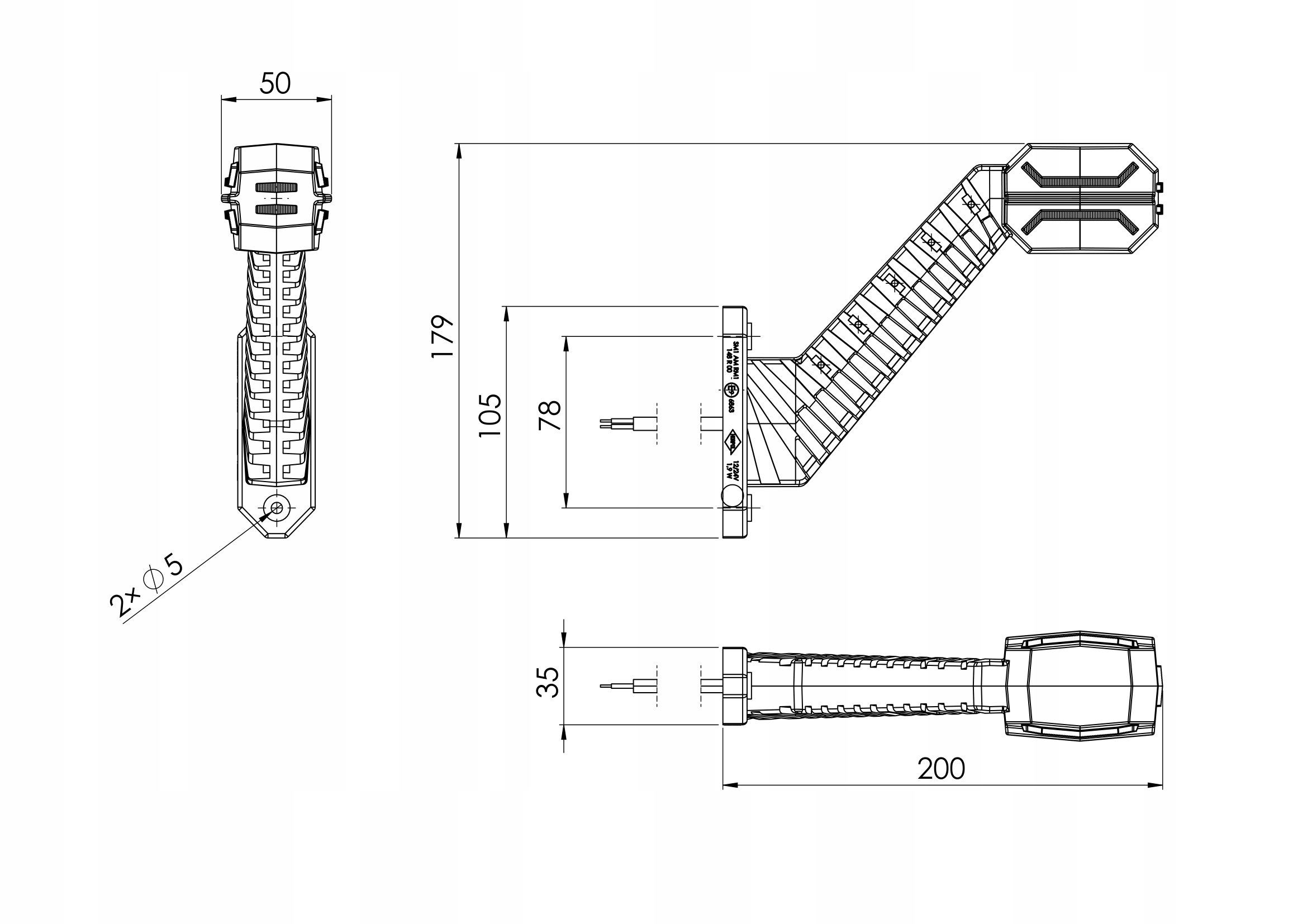 LAMPA OBRYSOWA ROGOWA KOMPLET LED DRAGON OBRYSÓWKA DŁUGA SKOŚNA 3 funkcyjna Producent części Horpol