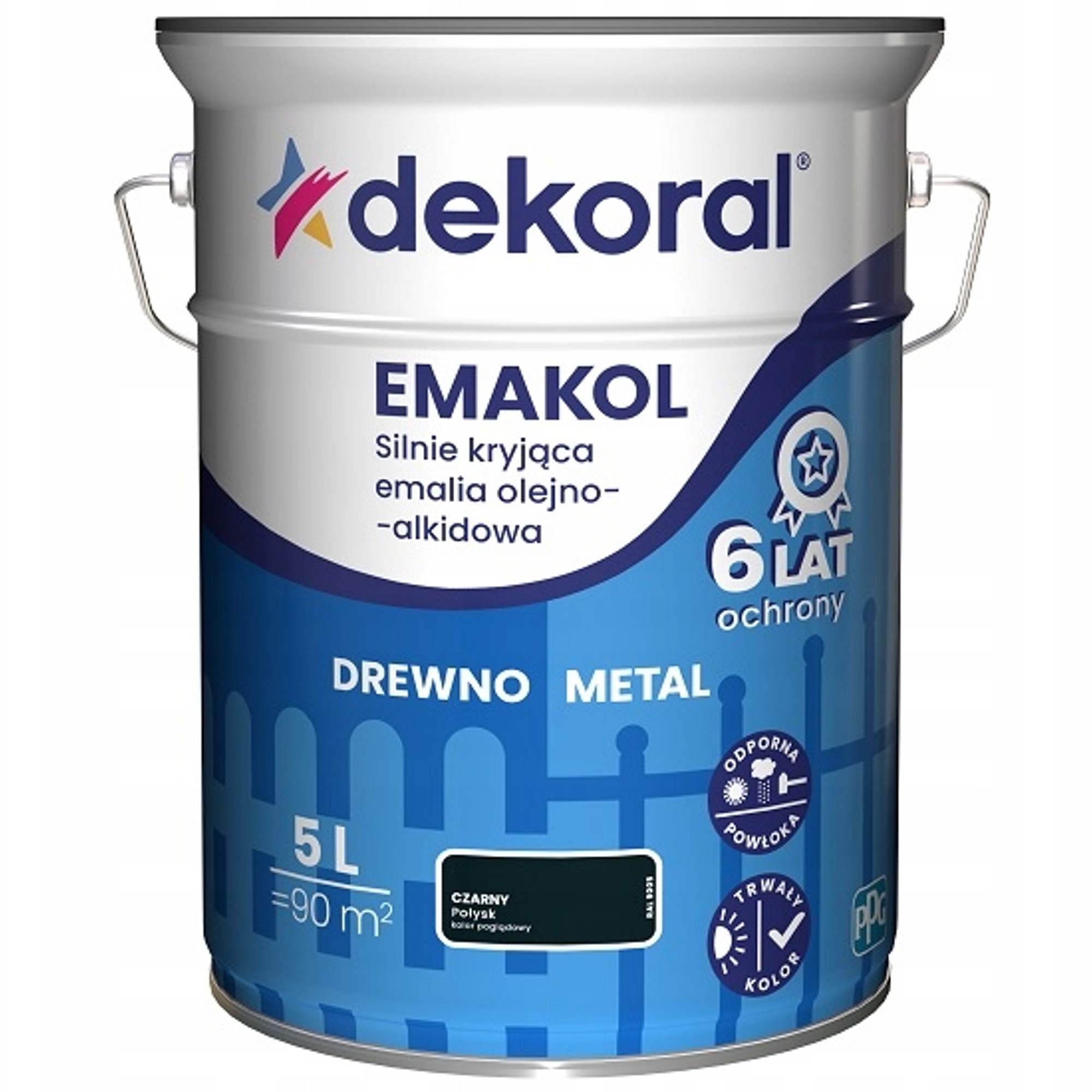 Emakol Strong Emalia na dřevo a kov Černá 5 L