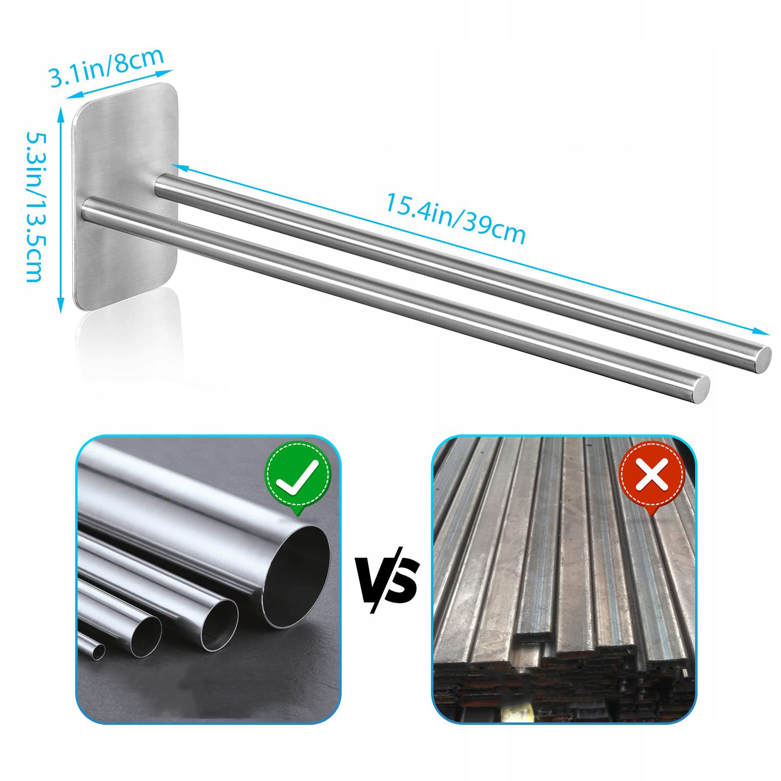 WIESZAK NA RĘCZNIKI W ŁAZIENCE ZE STALI NIERDZEWNEJ UCHWYT ŚCIENNY 38 CM Marka Bedee