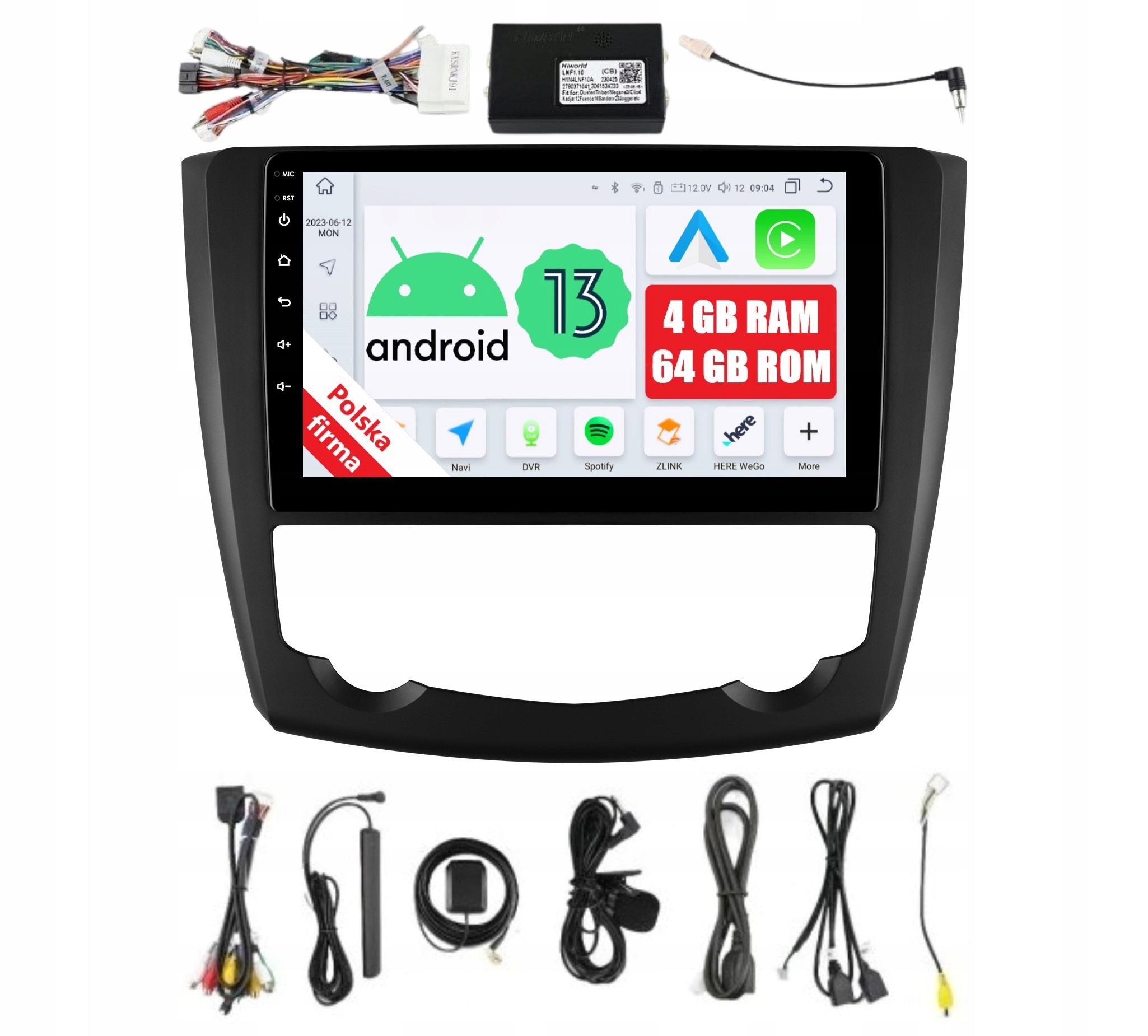 Rádio 2DIN Navigace Android Renault Kadjar 4/64 Gb Dsp Carplay Lte