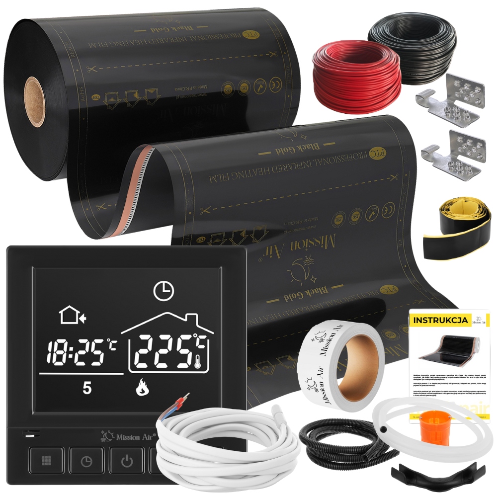 ZESTAW Mission Air Folia Mata Grzewcza PODCZERWIEŃ 50cm I 2,5m² 160W/m² PTC