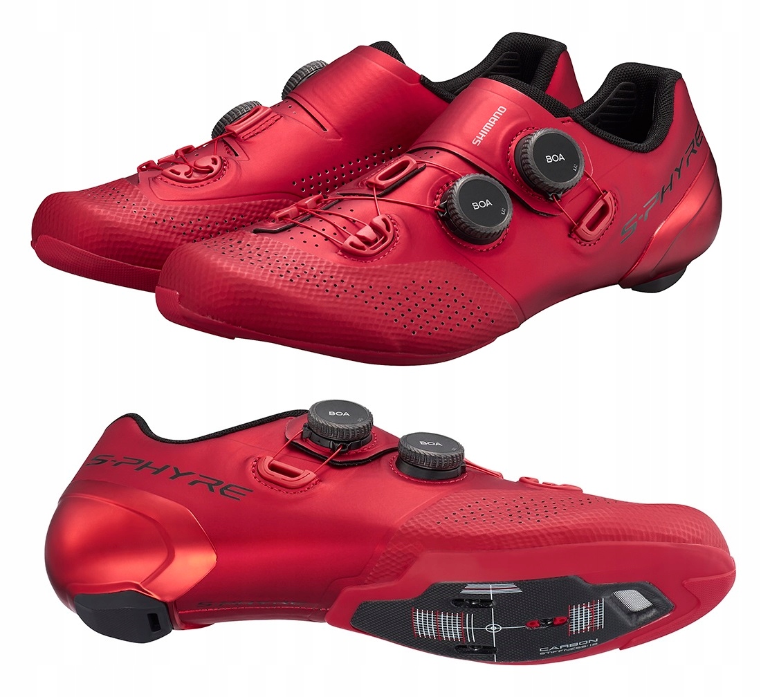 Shimano Buty wpinane Spd-sl SH-RC902 S-phyre 2xBOA Carbon Red 43 Szosa