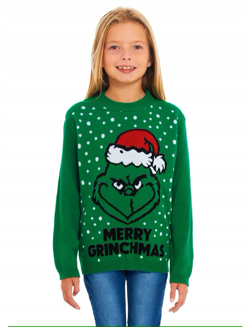 DZIECIĘCY ŚWIĄTECZNY SWETER ZIELONY GRINCH NA ŚWIĘTA ŚWIĄTECZNE KIDS 7/8 Marka Inna marka